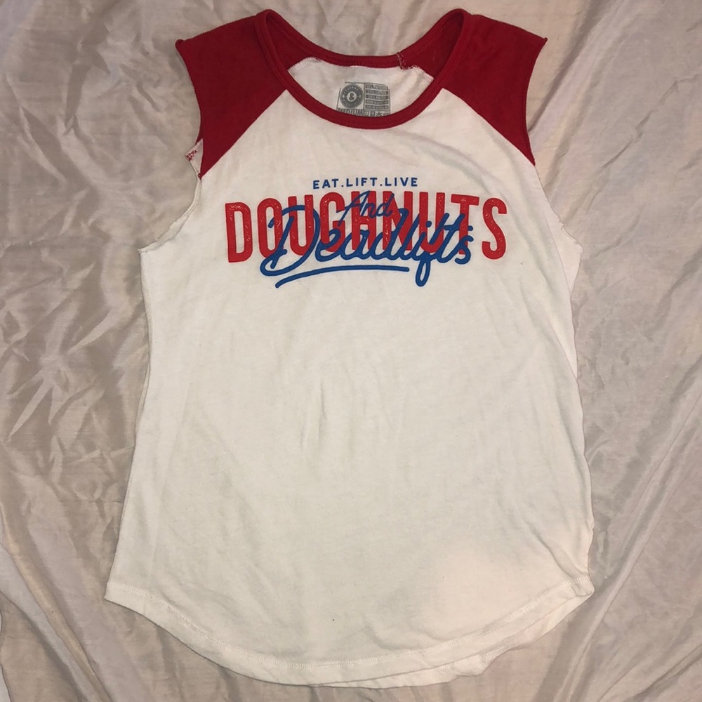 Doughnuts & Deadlifts baseball muscle tank